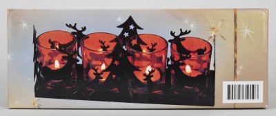 Weihnachtlicher Teelichthalter mit Rentieren und Tannenbäumen