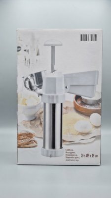 Edelstahl Gebäckpresse / Spritzgebäckpresse mit Aufsätzen – Neu