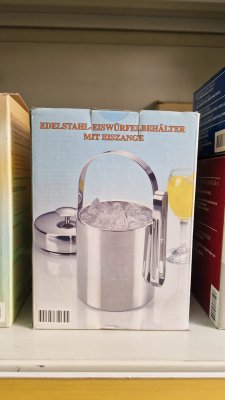 Edelstahl-Eiswürfelbehälter mit Eiszange – Neu / OVP