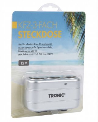 Tronic KFZ 3-fach-Steckdose (12 V) – Zigarettenanzünder-Verteiler