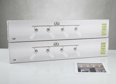 2 Deckenstrahler / 4er-Spotleiste, Chrom/Nickel, matt (neu / OVP)