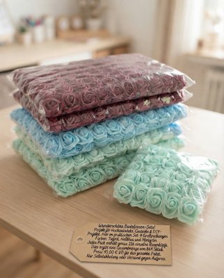 Wunderschöne Bastelrosen / Schaumstoffrosen Deko Set (864 Stück)